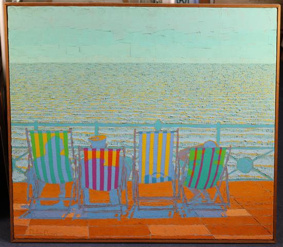 § Philip Dunn (1945-) Beside the seaside, 32 x 36in.
